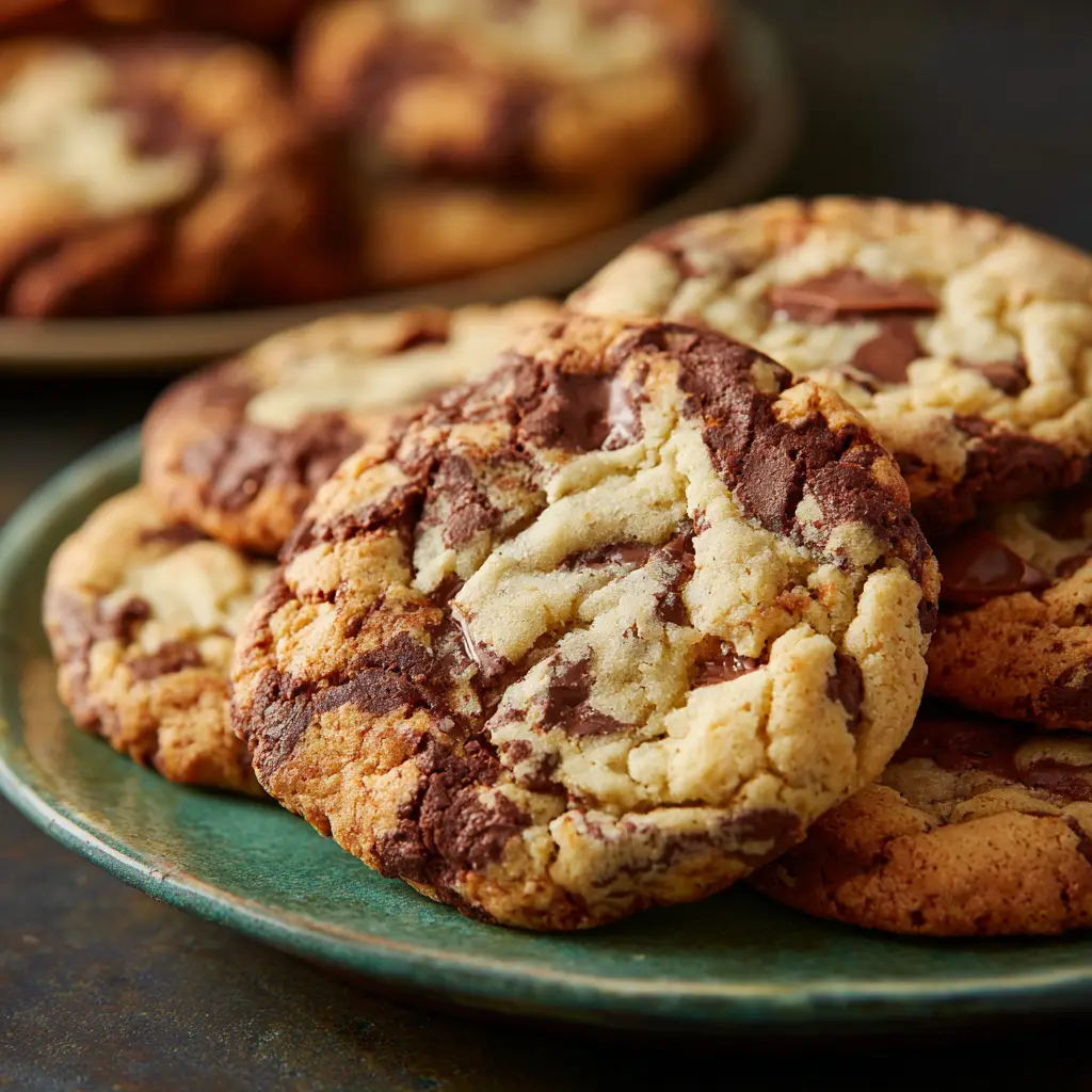 Harvest Marble Chocolate Chip Cookies: The Ultimate Fall Treat 1 A tray of baked harvest marble chocolate chip cookies fresh from the oven, with golden brown edges and soft, chewy centers.