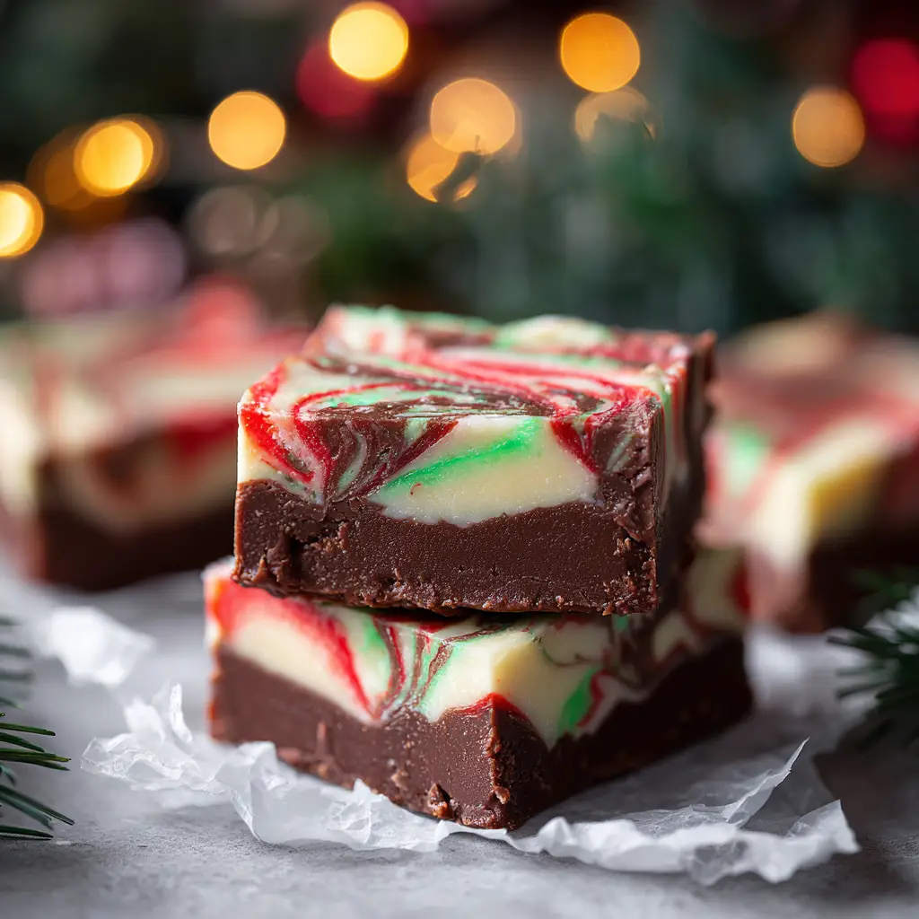 A lifestyle shot of the easy Christmas fudge being enjoyed with a cup of coffee. The creamy fudge recipe makes for a perfect afternoon treat during the holidays.