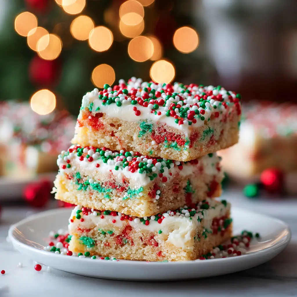 Christmas Sugar Cookie Bars (Easy & Soft Recipe) 1 A festive holiday dessert table featuring Christmas sugar cookie bars ready to be served at a party.
