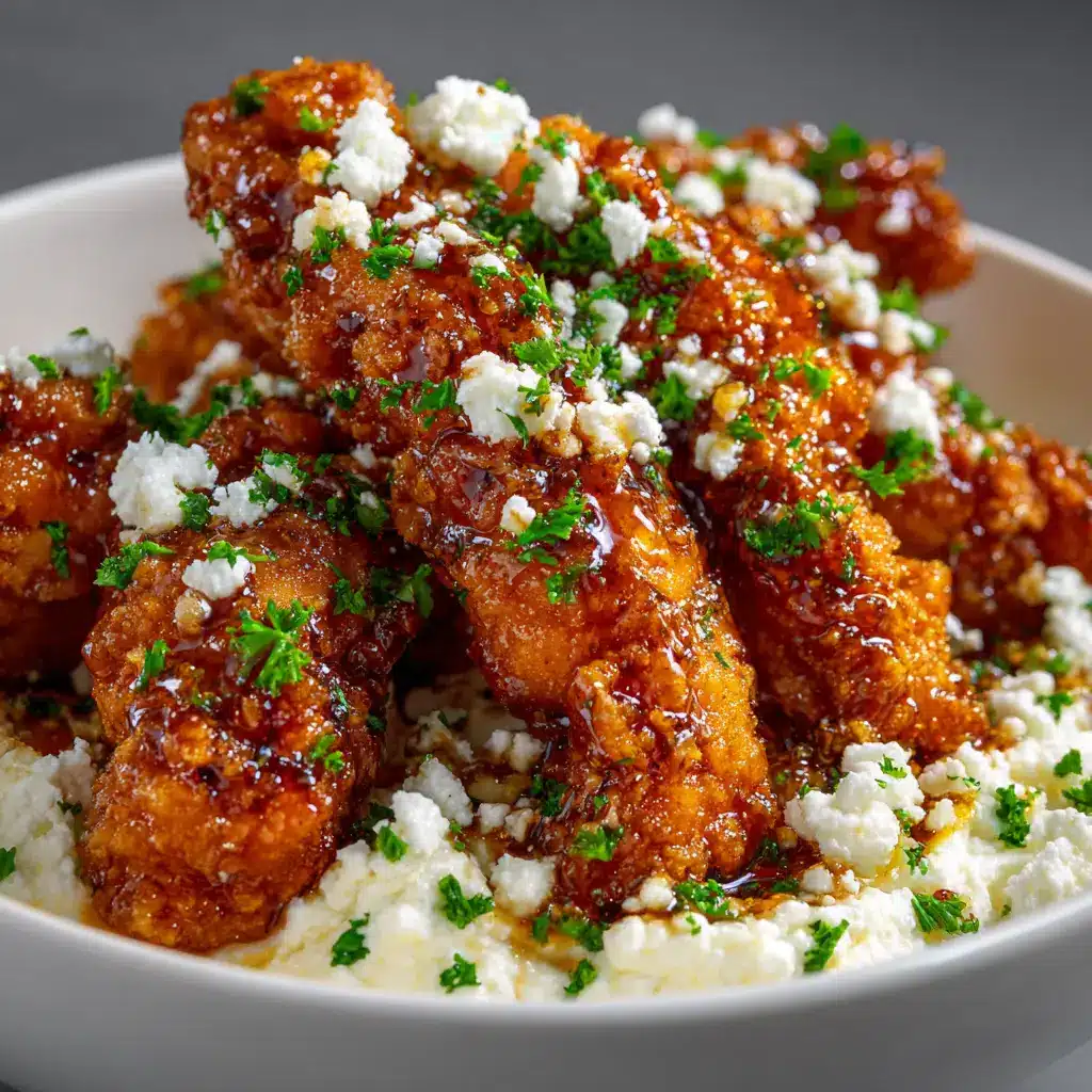 Hot Honey Feta Chicken: The Perfect Sweet & Spicy Dinner 2 A close-up view of the baked feta chicken, showing the creamy texture of the sauce mixed with burst tomatoes and seasoning.