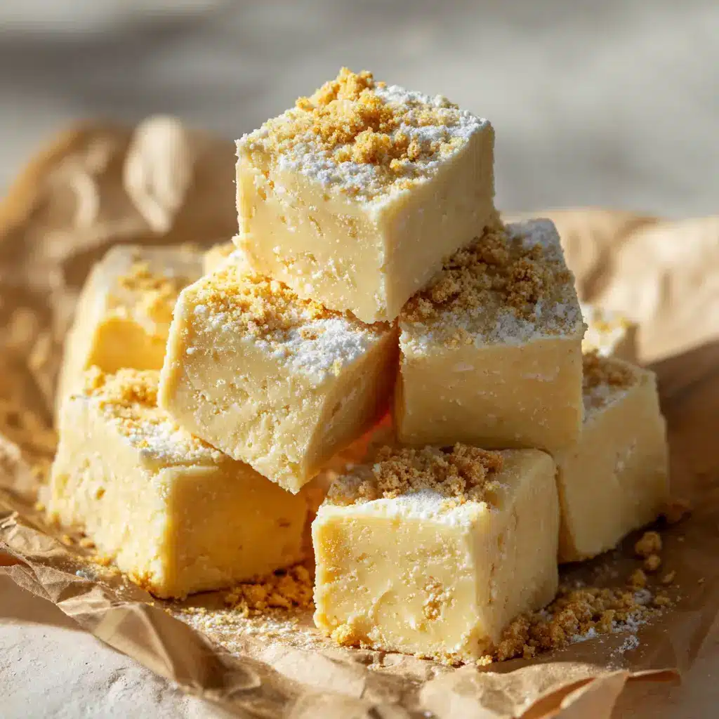 Banana Fudge Recipe (Creamy & Easy) 1 Squares of banana fudge with walnuts arranged neatly on a wooden board. This image shows a variation of the easy fudge recipe.