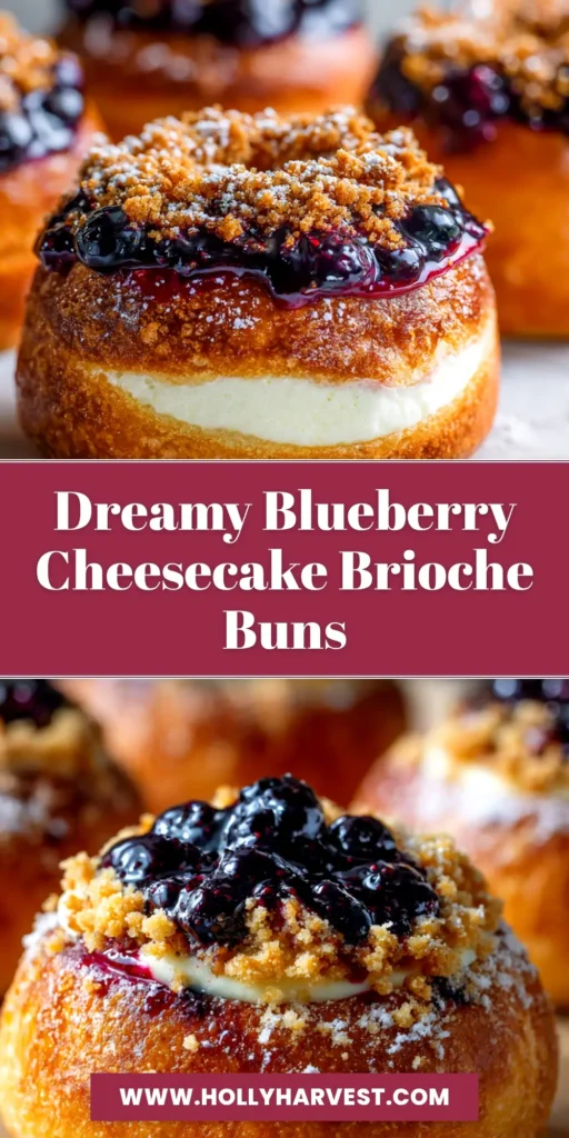 A pan of freshly baked Blueberry Cheesecake Brioche Buns, with golden brown tops and vibrant blueberry swirls visible.