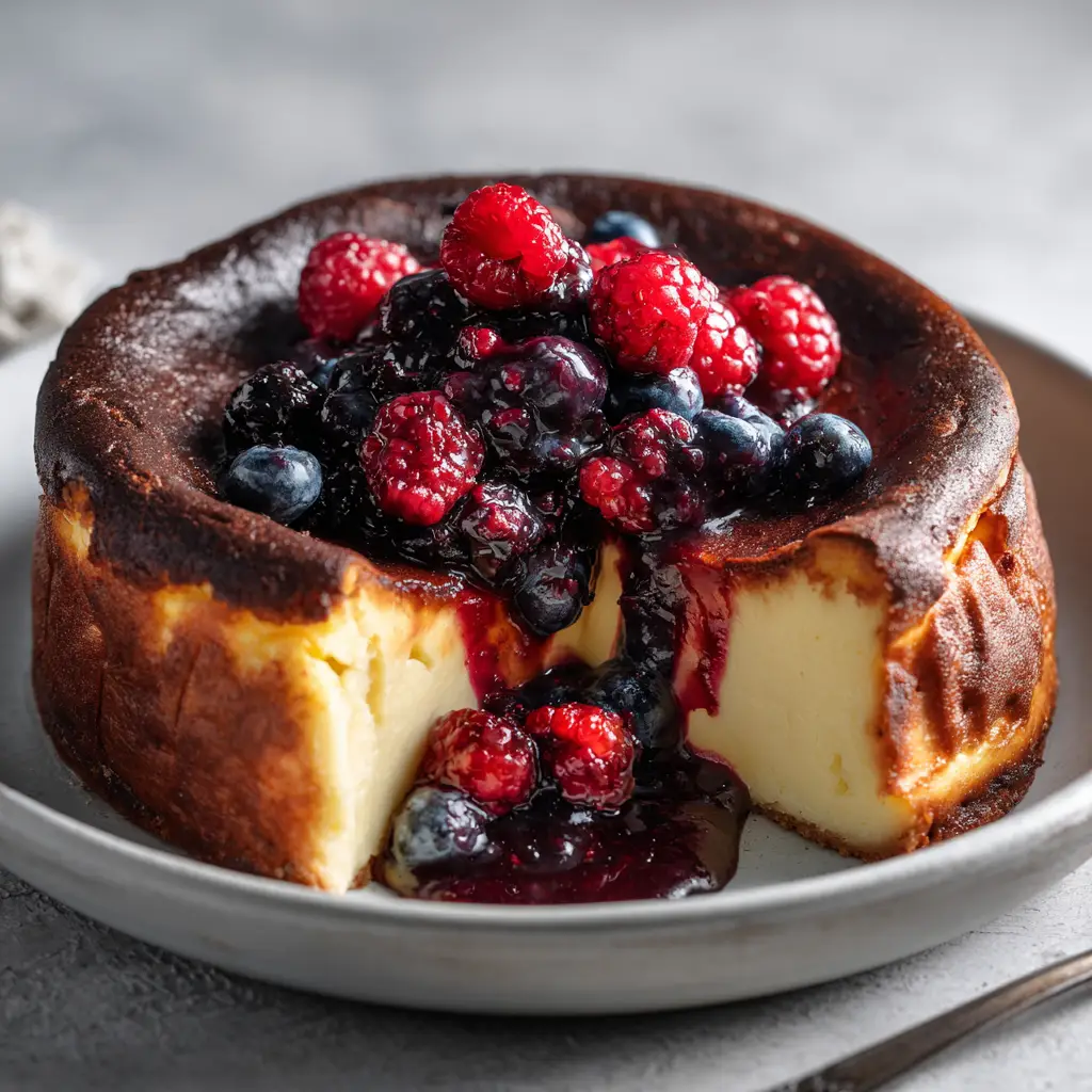 Citrus Berry Burnt Cheesecake: A Foolproof Recipe 1 A slice being lifted from the Citrus Berry Burnt Cheesecake, revealing the incredibly creamy and smooth texture of the interior.