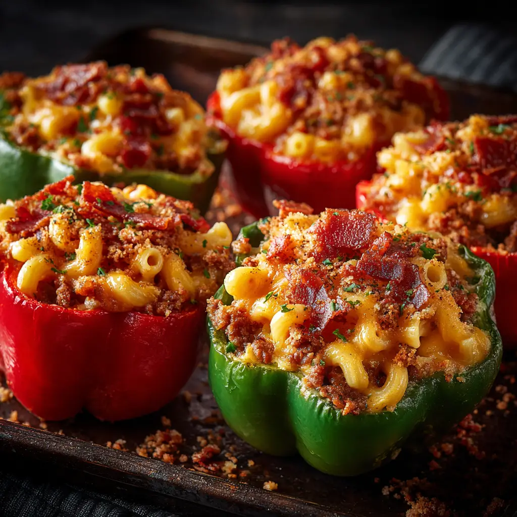Cheeseburger Stuffed Peppers: The Ultimate Weeknight Meal 2 A close-up view of a single cheeseburger stuffed pepper, highlighting the juicy ground beef filling and gooey melted cheese inside the red bell pepper.