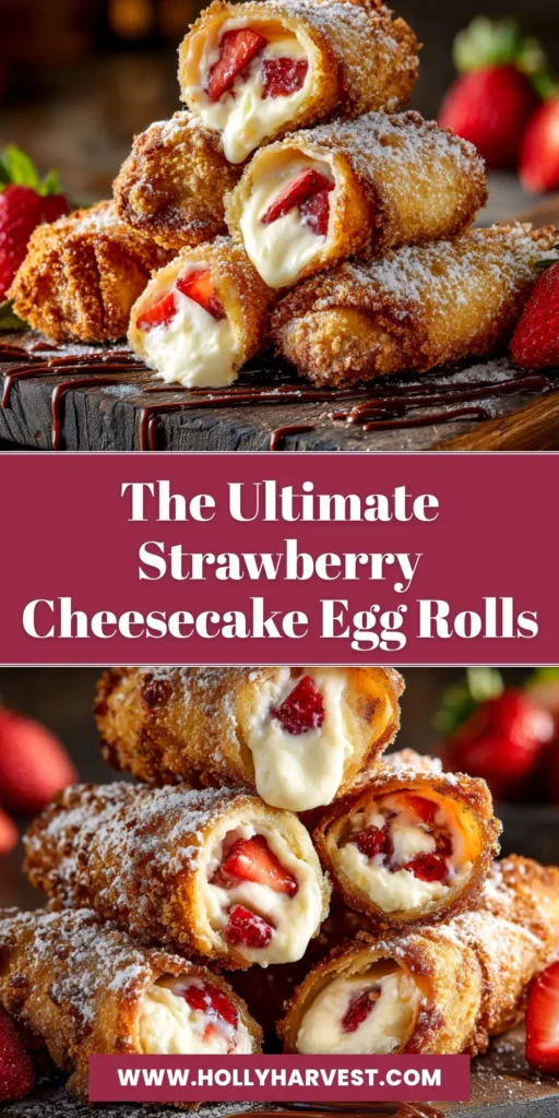 A stack of crispy, golden-brown Cheesecake Egg Rolls dusted with cinnamon sugar, served on a white plate with a side of caramel dipping sauce.