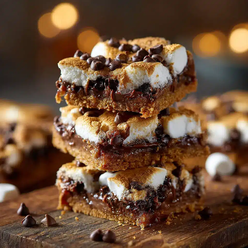 Smores Gingerbread Cookie Bars: The Ultimate Holiday Treat 2 An extreme close-up shot of a chewy gingerbread cookie bar with melted chocolate and a perfectly toasted marshmallow topping.