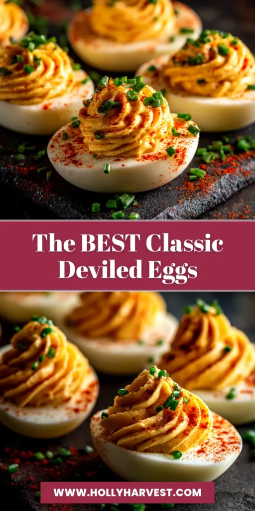 A platter of delicious deviled eggs made from a classic deviled eggs recipe, garnished with paprika and chives.