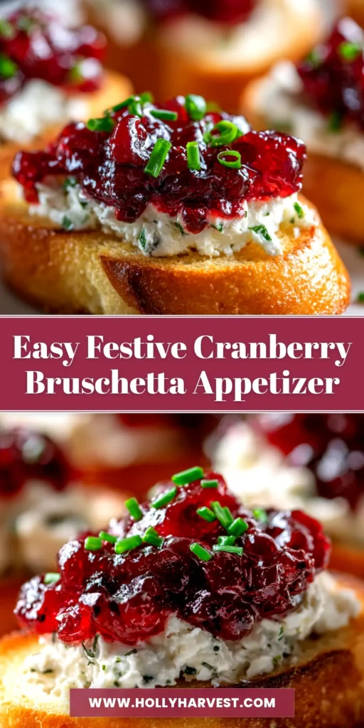 Cranberry Pepper Jelly Bruschetta: The Easiest Holiday Appetizer 3 A platter of Cranberry Pepper Jelly Bruschetta, topped with fresh cranberries and thyme, perfect for a holiday appetizer.