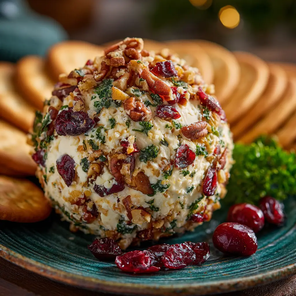 Easy Cheese Ball Recipe (Perfect for Parties!) 1 A close-up view showing the creamy texture of the easy cheese ball after being cut into, with crackers ready for dipping.
