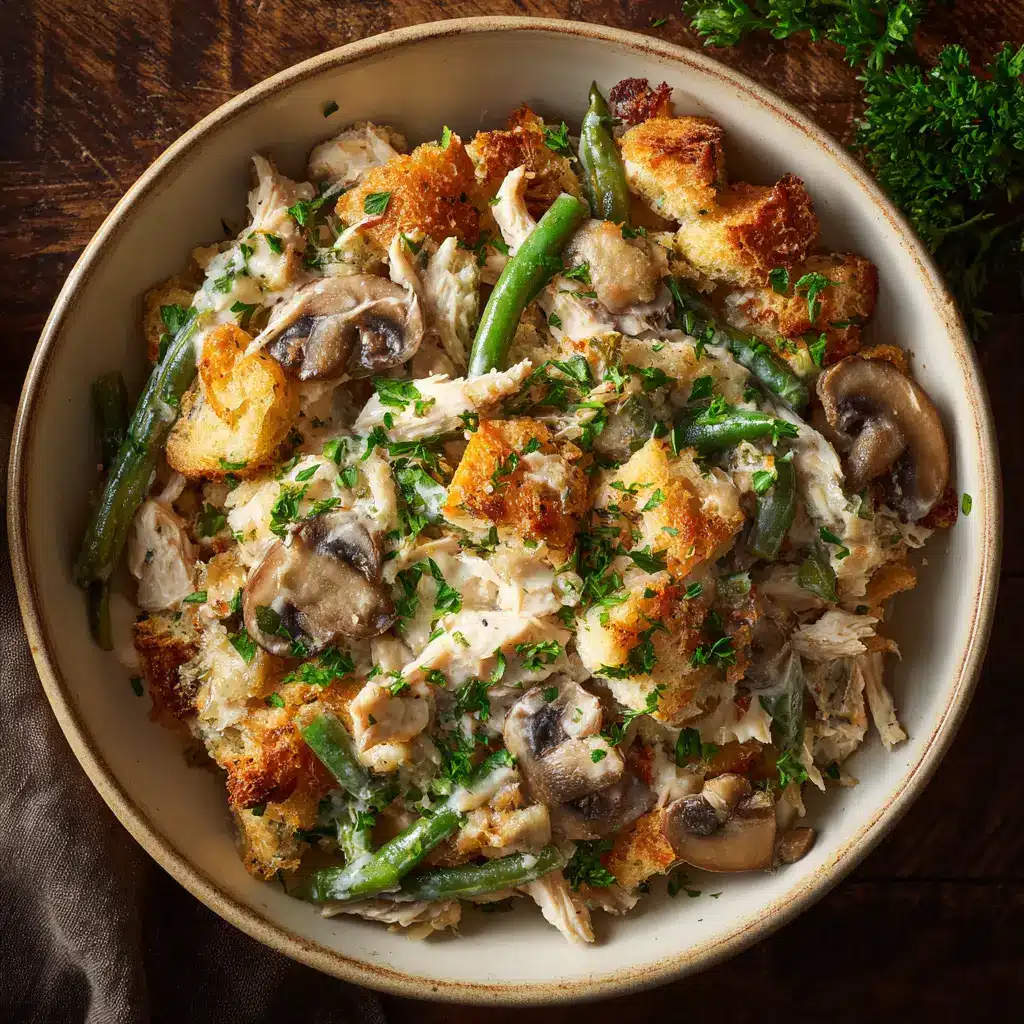 Slow Cooker Chicken and Stuffing: The Easiest Comfort Meal 2 A close-up shot of creamy crockpot chicken and stuffing, highlighting the moist texture of the stuffing and the tender chicken pieces.