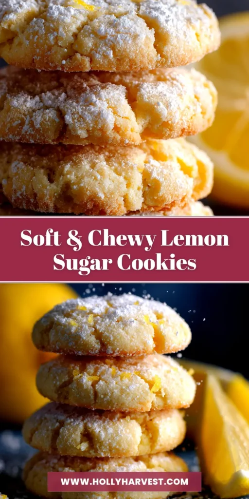 Lemon Sugar Cookies: Soft, Chewy, and Easy to Make! 4 A stack of soft and chewy lemon sugar cookies with a sweet lemon glaze, ready to be shared. The perfect easy lemon sugar cookie recipe for any occasion.