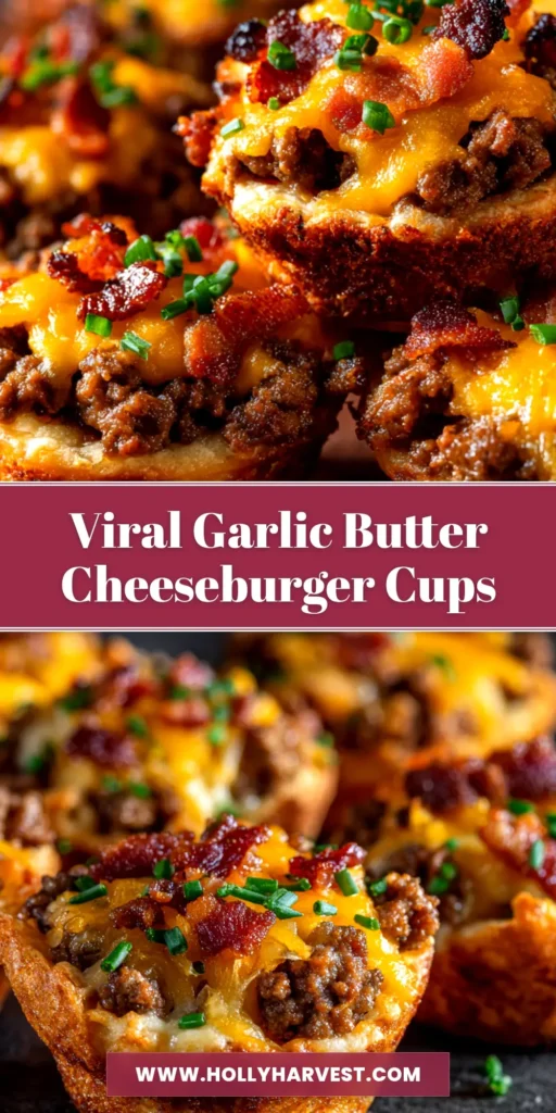 An ultimate Garlic Butter Bacon Cheeseburger stacked high on a wooden board, with melted cheddar cheese, a crispy bacon weave, and fresh toppings on a toasted brioche bun.