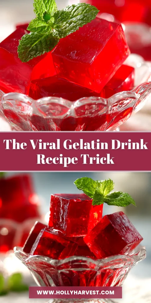 A close-up shot of perfectly clear, vibrant red gelatin cubes made using the gelatin recipe trick, showcasing their smooth texture.