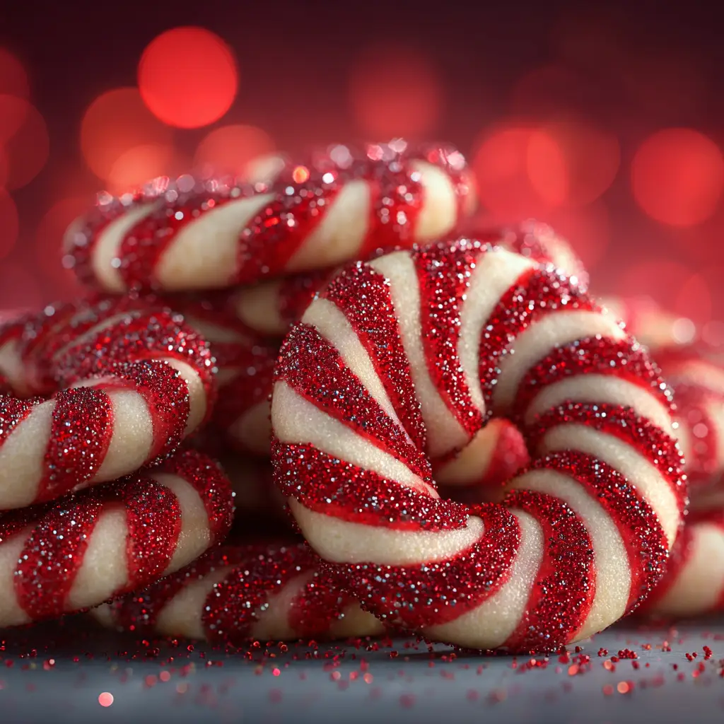 Candy Cane Cookies: The Perfect Holiday Recipe 1 A stack of homemade red and white swirl cookies, showcasing the classic candy cane shape perfect for holiday baking.
