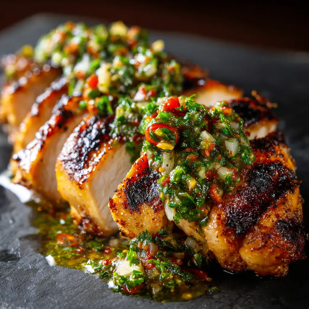 Grilled Salsa Verde Chicken: Juicy, Tangy, and Irresistibly Easy 1 A shot of the salsa verde chicken marinating in a glass bowl, with fresh cilantro and lime visible in the green sauce.