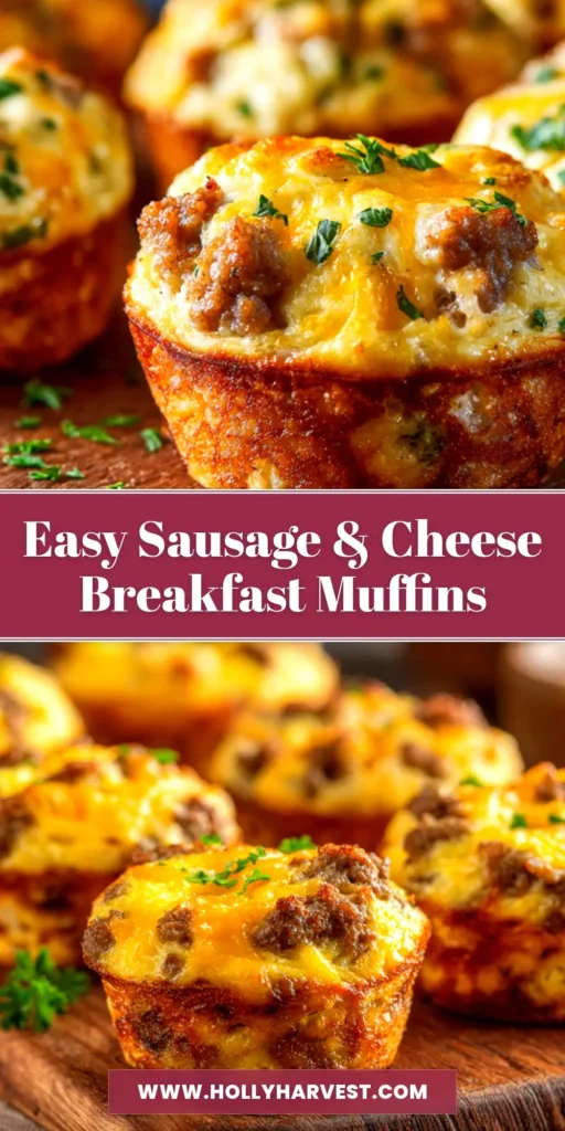 A batch of delicious Sausage Breakfast Muffins arranged on a platter, perfect for a quick and easy make-ahead breakfast.