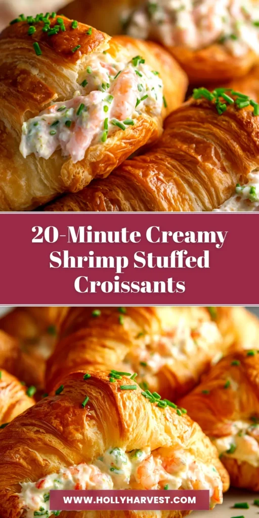 Shrimp Stuffed Croissants: The Ultimate Buttery Appetizer 4 A platter of golden-baked Shrimp Stuffed Croissants, garnished with fresh dill. This easy recipe is the perfect elegant appetizer for parties or brunch.