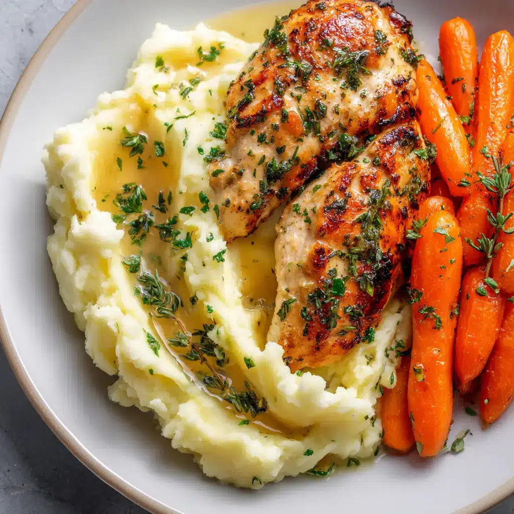 Sliced garlic herb chicken served on a plate, showing the moist and tender interior. The dish is ready to be served for a healthy dinner.