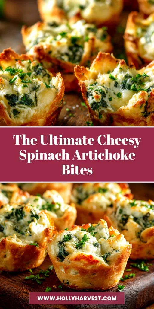Spinach Artichoke Dip Bites: The Ultimate Cheesy Appetizer 4 A platter of golden-brown spinach artichoke dip bites, fresh from the oven and ready to be served as the perfect party appetizer.