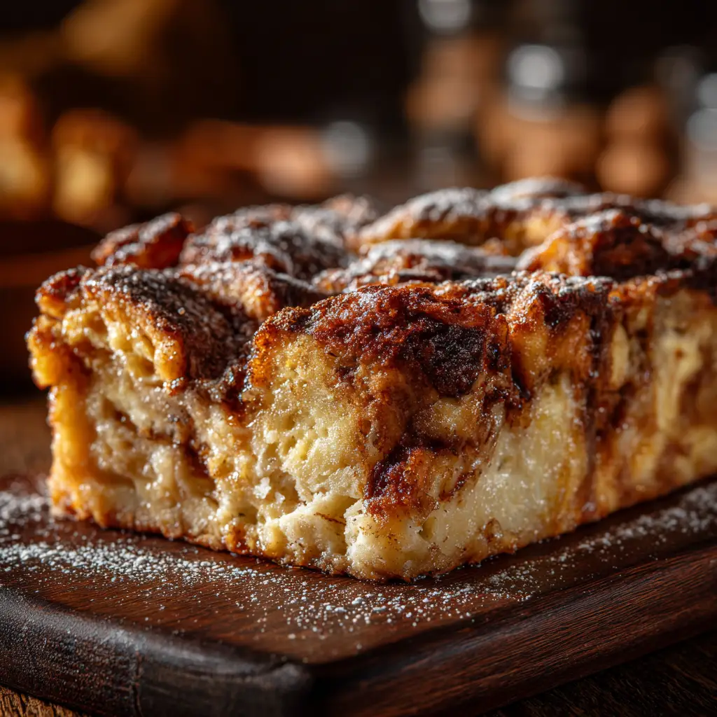 Easy Bread Pudding Recipe (Classic & Foolproof) 2 An extreme close-up of cubed stale bread in a baking dish, ready to be used in a homemade bread pudding recipe.