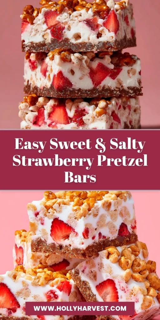 A close-up shot of perfectly layered Strawberry Pretzel Bars on a white plate, showcasing the crunchy pretzel crust, creamy filling, and vibrant strawberry jello topping.