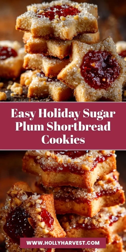 Sugar Plum Shortbread Cookies (The Perfect Holiday Treat) 4 A stack of Sugar Plum Shortbread Cookies tied with twine on a piece of parchment paper, perfect for a holiday cookie exchange.