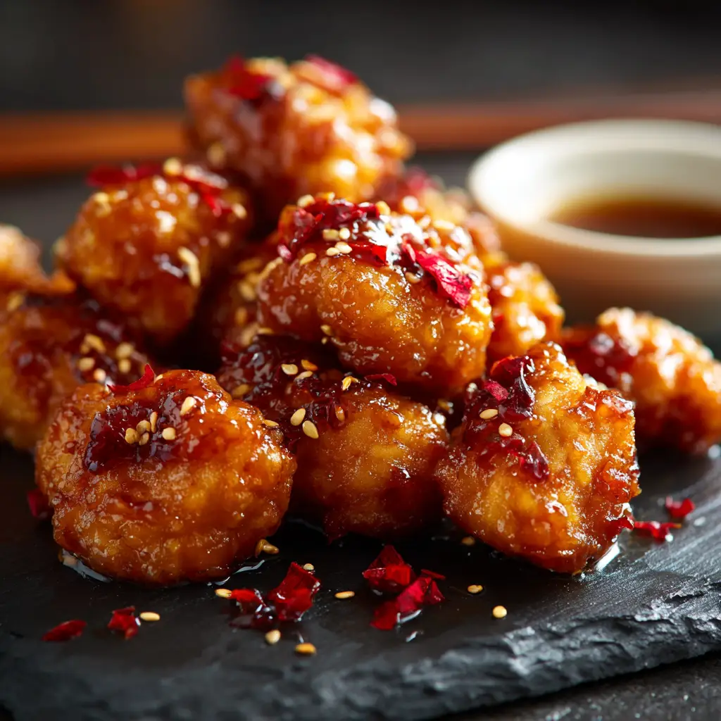 Sweet & Spicy Chicken Bites: The Ultimate Easy Recipe 1 A bowl of ingredients for the sweet and spicy sauce, including honey, sriracha, soy sauce, and garlic.