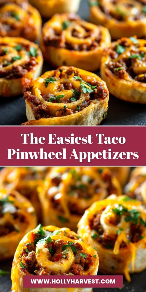Taco Pinwheels Recipe - A stack of delicious and easy tortilla roll ups filled with a cheesy taco mixture, perfect for a party appetizer.
