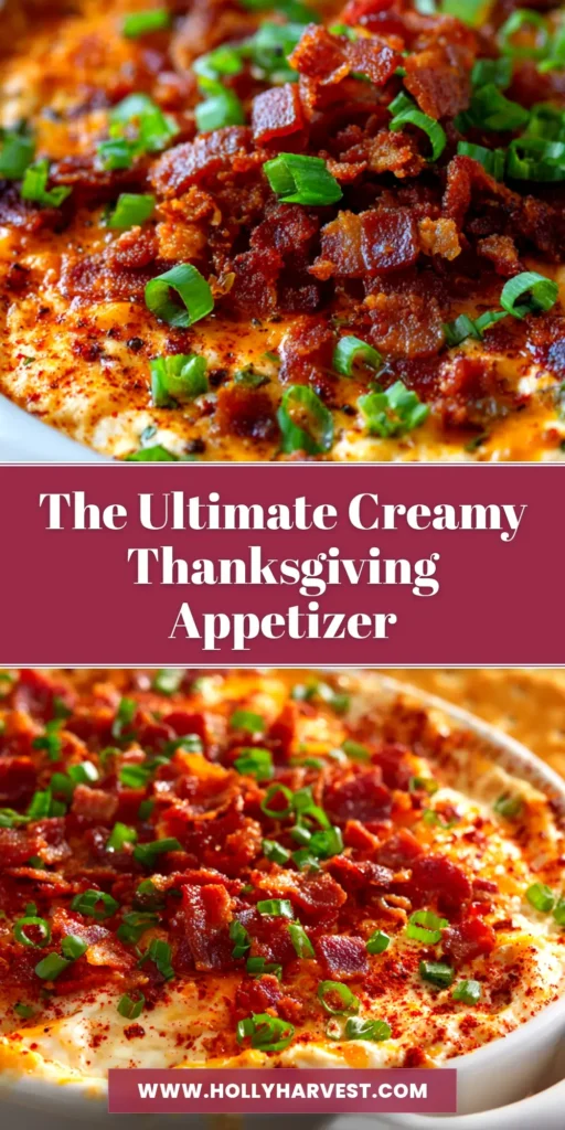 Thanksgiving Appetizer: The Ultimate 5-Ingredient Bacon Cheddar Dip 3 A delicious and easy Thanksgiving appetizer: warm bacon cheddar dip in a white serving dish, garnished with green onions. Perfect for holiday parties.