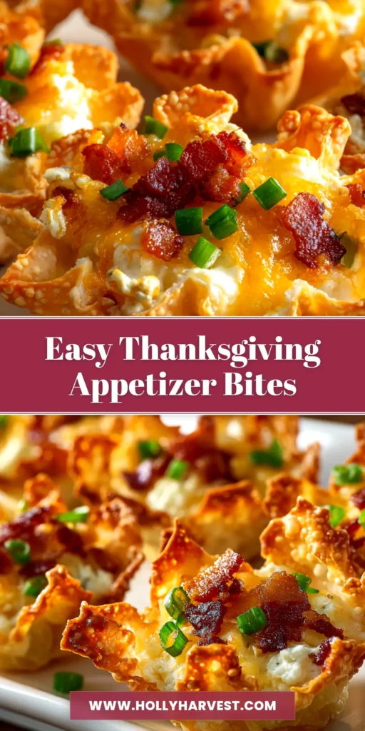 A platter of Thanksgiving appetizer bites, which are savory stuffing cups filled with sausage and cranberry, ready for a holiday party.