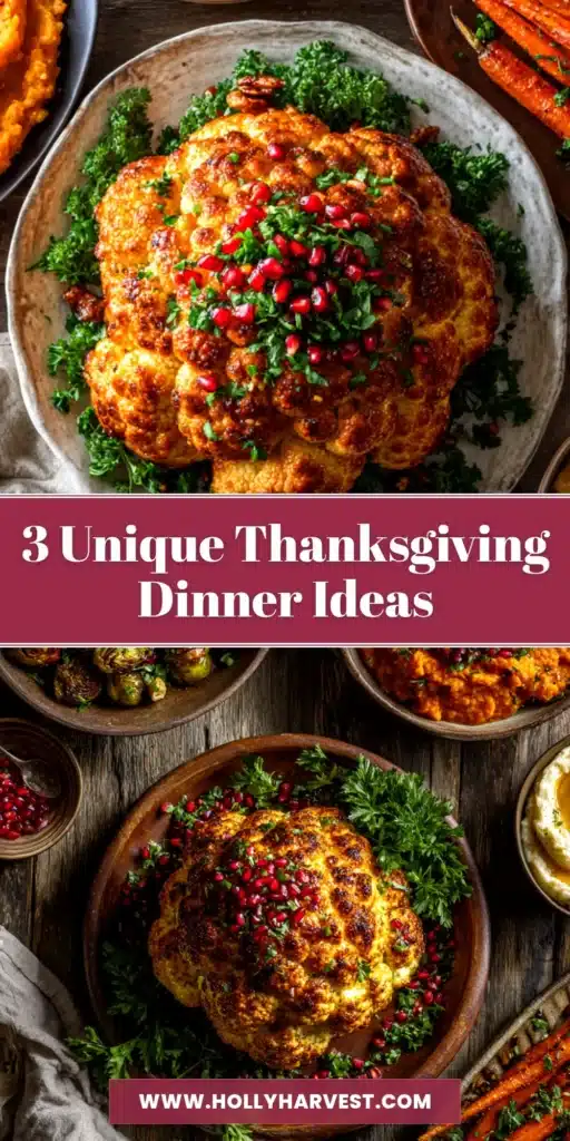 Unique Thanksgiving dinner ideas: A stunning, golden-brown spatchcock turkey on a serving platter, covered in a glistening cranberry-jalapeño glaze and garnished with fresh herbs.