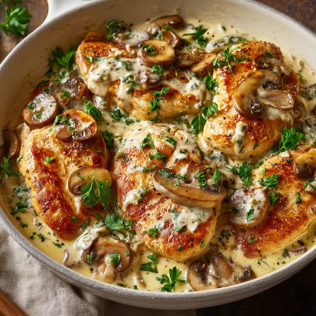 Boursin Chicken: The Creamy 30-Minute Skillet Dinner 1 A serving of Boursin chicken over pasta on a white plate. A delicious Boursin cheese pasta recipe.