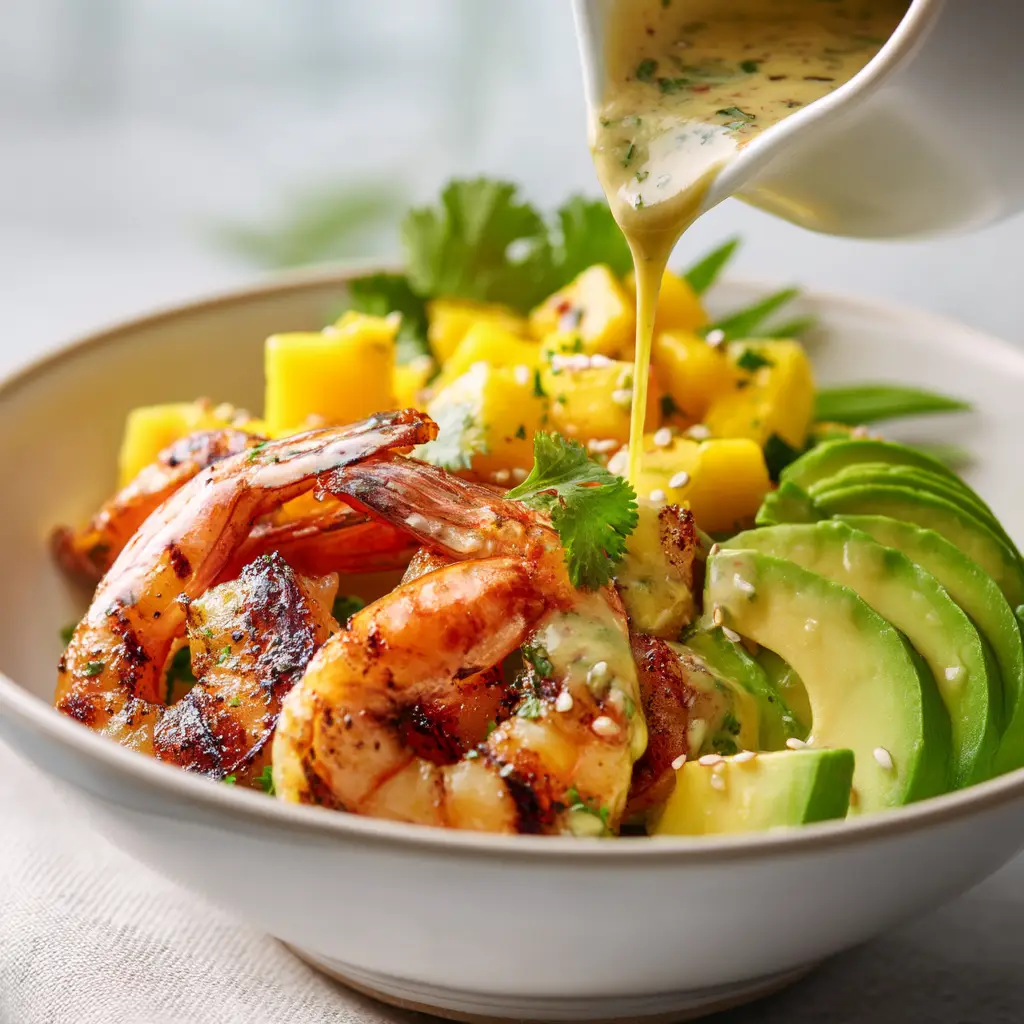 A lifestyle shot of the cilantro lime shrimp and avocado bowl being enjoyed, highlighting its appeal as a quick and easy meal.