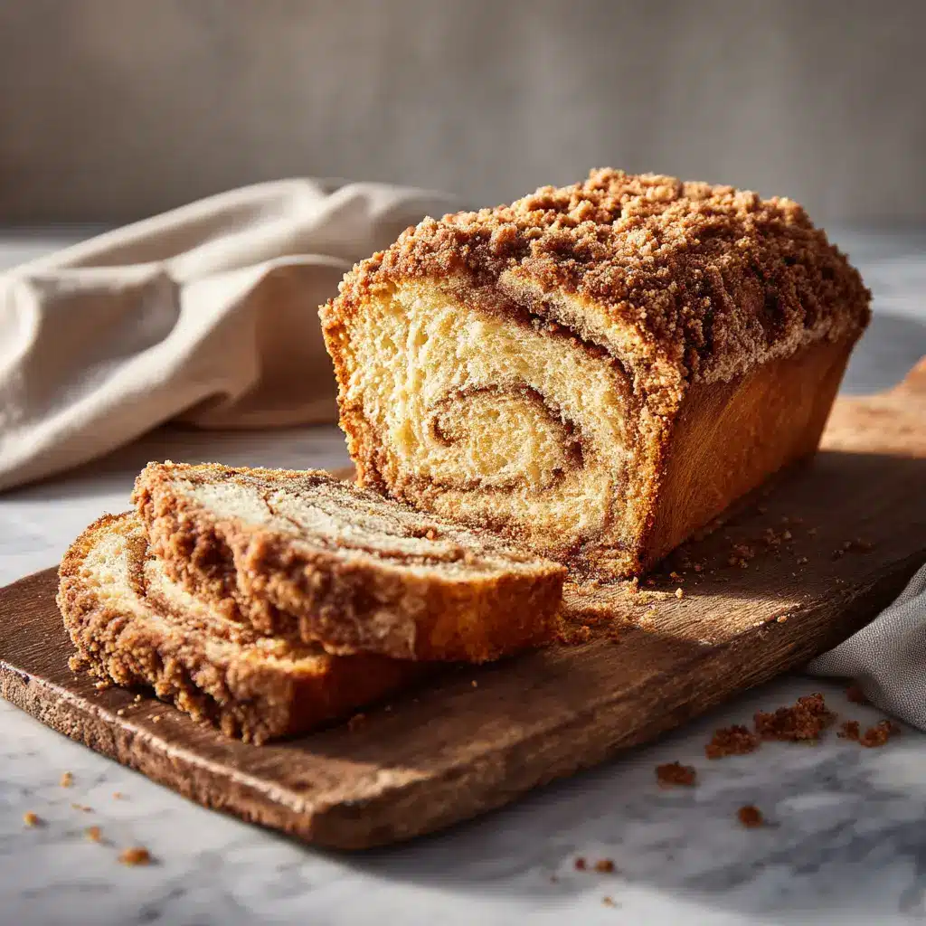 The process of rolling cinnamon streusel bread dough with a rich cinnamon-sugar filling before baking.