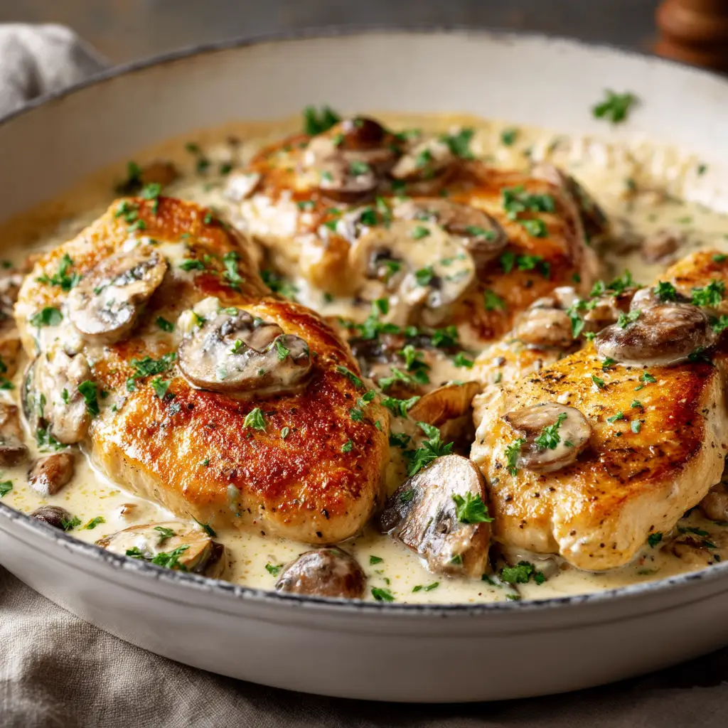 Boursin Chicken: The Creamy 30-Minute Skillet Dinner 2 A beautiful skillet of creamy Boursin chicken garnished with fresh herbs. An easy chicken dinner idea.