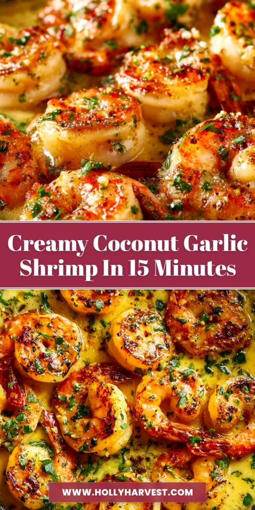 Creamy Coconut Garlic Shrimp: A 25-Minute Weeknight Dream 3 A top-down view of Creamy Coconut Garlic Shrimp in a white bowl, garnished with fresh parsley and a lime wedge, ready to be pinned.