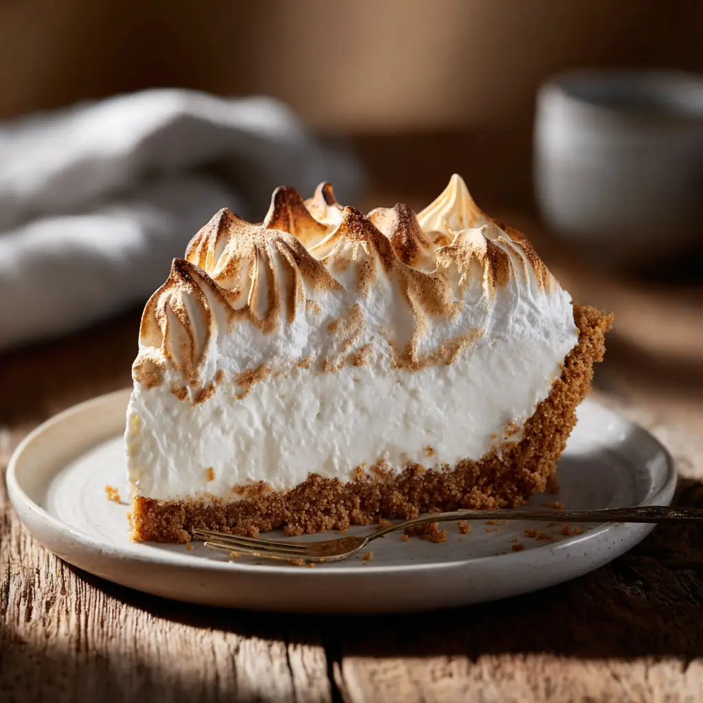 A creamy no-bake cheesecake being spread into a graham cracker crust, demonstrating a key step in the recipe process for this easy marshmallow dessert.
