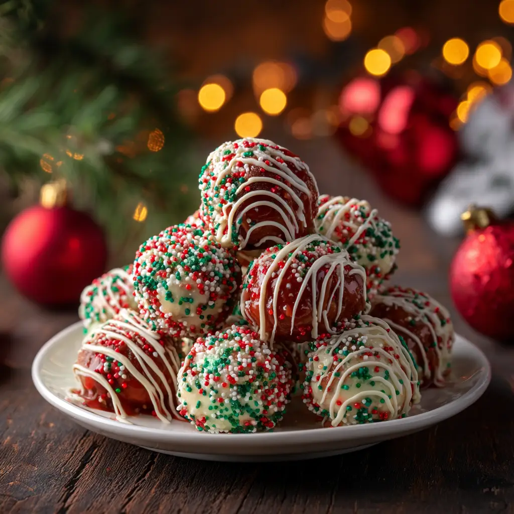 A close-up view of the ingredients and preparation steps for making no-bake holiday cheesecake bites with cream cheese and Oreos.