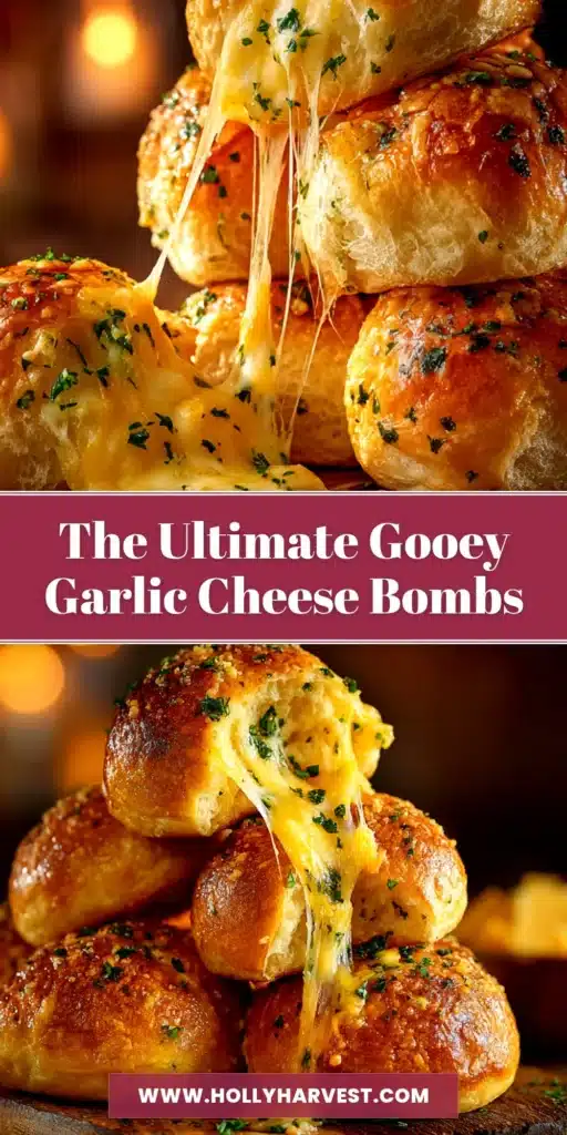 Garlic Cheese Bombs (The Ultimate Easy Appetizer) 3 An overhead shot of golden-brown garlic cheese bombs arranged in a circle on a platter, ready to be shared. The perfect easy appetizer recipe.