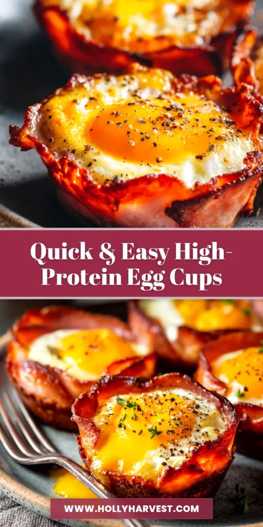 A platter of baked ham and egg cups fresh from the oven, with golden yolks and melted cheese. The perfect high-protein, low-carb breakfast idea.