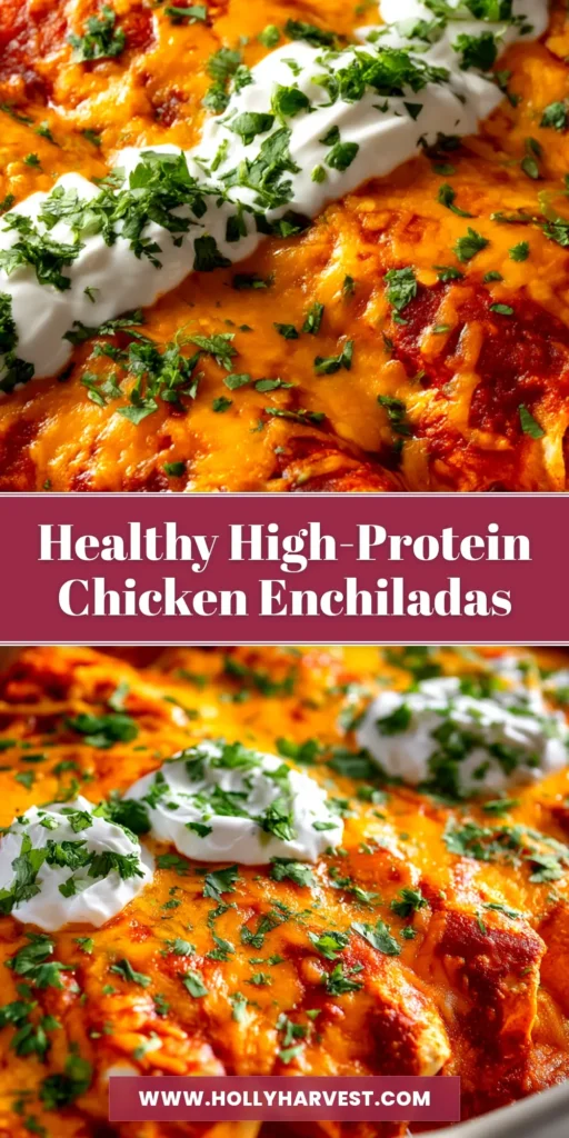 High Protein Chicken Enchiladas (Creamy & Cheesy!) 3 A delicious pan of High Protein Chicken Enchiladas, topped with melted cheese and fresh cilantro. A perfect healthy and satisfying dinner recipe.