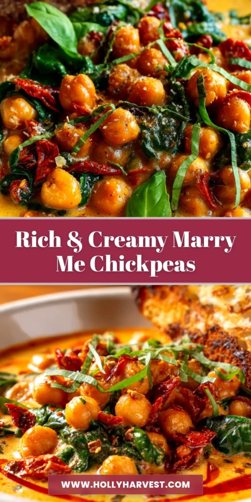 Marry Me Chickpeas: The Creamiest 30-Minute Meal 3 A stunning overhead shot of creamy Marry Me Chickpeas in a rustic white bowl, garnished with fresh basil. This one-pan recipe is easy, delicious, and ready in 30 minutes.