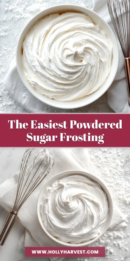 Powdered Sugar Frosting (That's Actually Easy & Delicious) 4 A bowl of creamy, white powdered sugar frosting being whipped with an electric mixer, ready for decorating cakes and cookies.