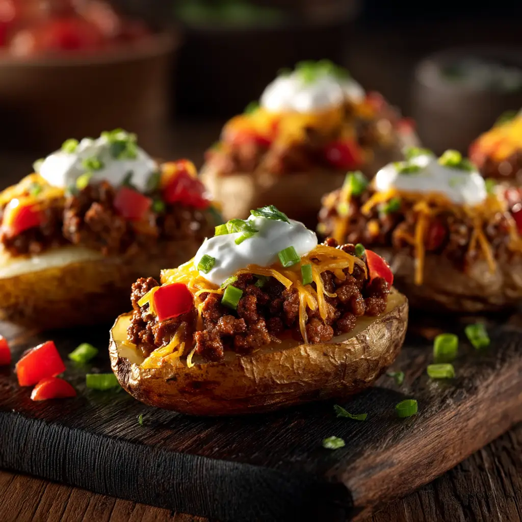 Taco Loaded Baked Potatoes: The Ultimate Comfort Food Mashup 1 A step-by-step image showing a baked potato being sliced open and fluffed with a fork before adding the taco meat filling. A key step for the perfect Mexican baked potato.