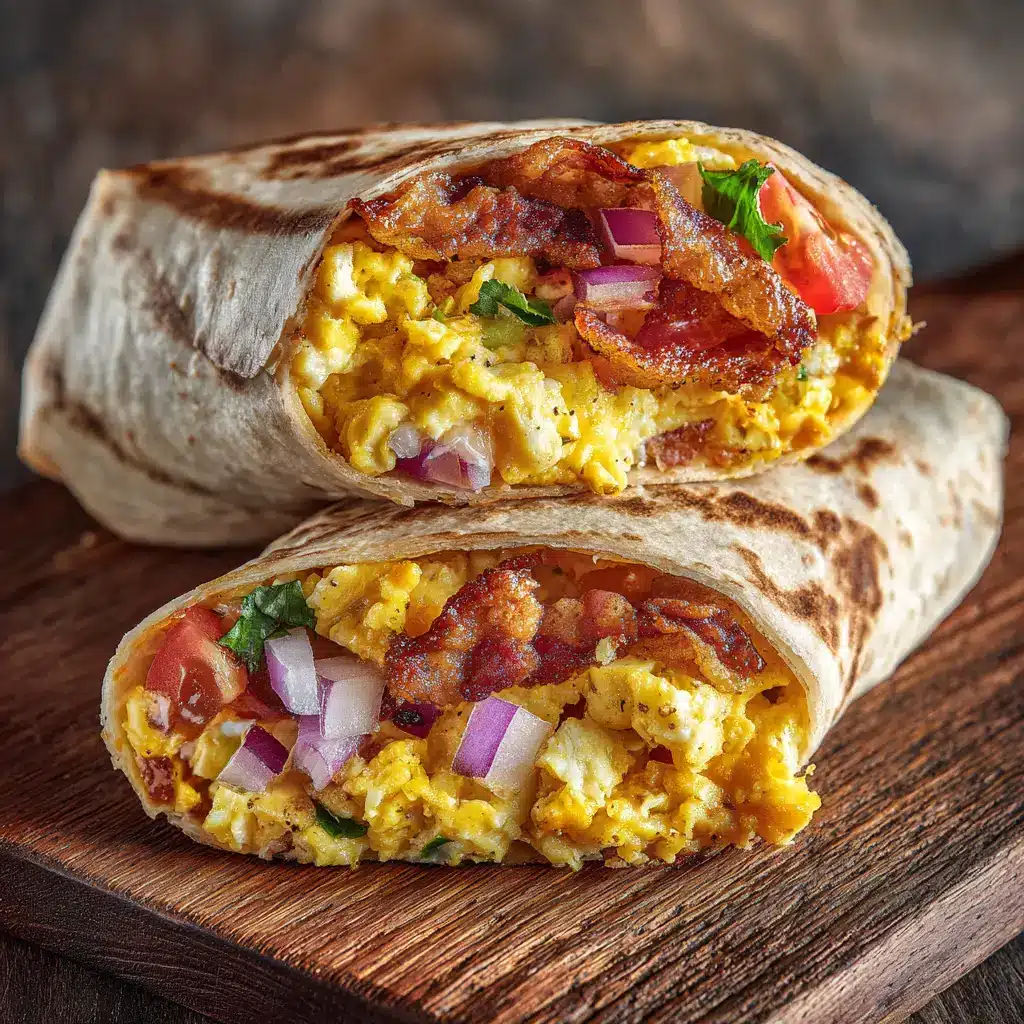 Bacon & Egg Breakfast Burritos (The Ultimate 20-Minute Recipe) 1 Two fully assembled bacon and egg breakfast burritos being pan-seared to a golden brown crisp in a skillet.
