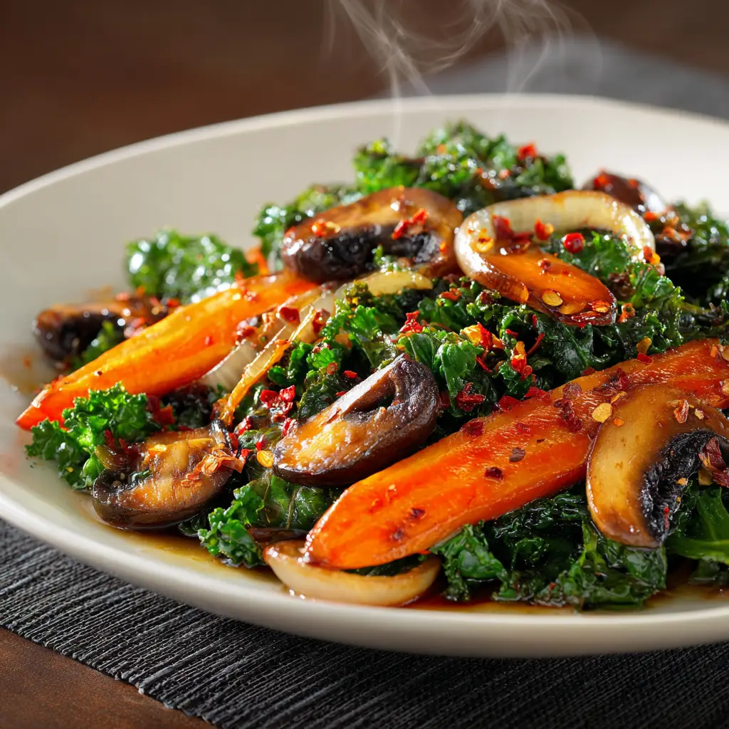 Sautéed Vegetables (The Only Recipe You'll Ever Need) 1 A spoonful of healthy garlic and herb sautéed vegetables being served, showing the crisp texture.