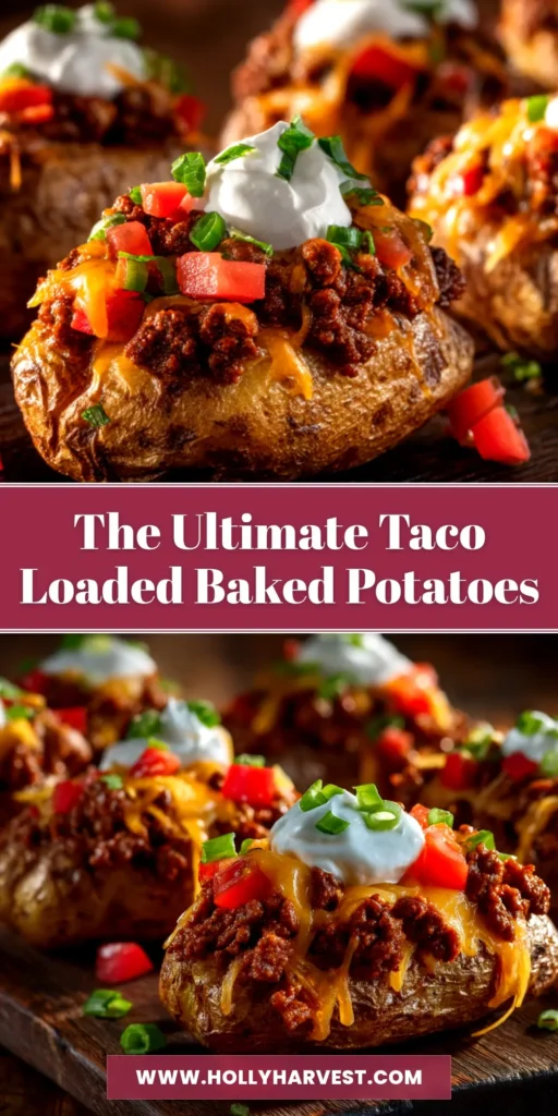 Taco Loaded Baked Potatoes: The Ultimate Comfort Food Mashup 4 A delicious Taco Loaded Baked Potato on a plate, overflowing with seasoned ground beef, melted cheddar cheese, a dollop of sour cream, and fresh cilantro. The ultimate weeknight dinner idea.