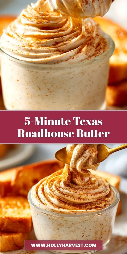 Texas Roadhouse Cinnamon Honey Butter (Easy Copycat Recipe) 3 A bowl of copycat Texas Roadhouse Cinnamon Honey Butter served with warm dinner rolls, ready to be spread.