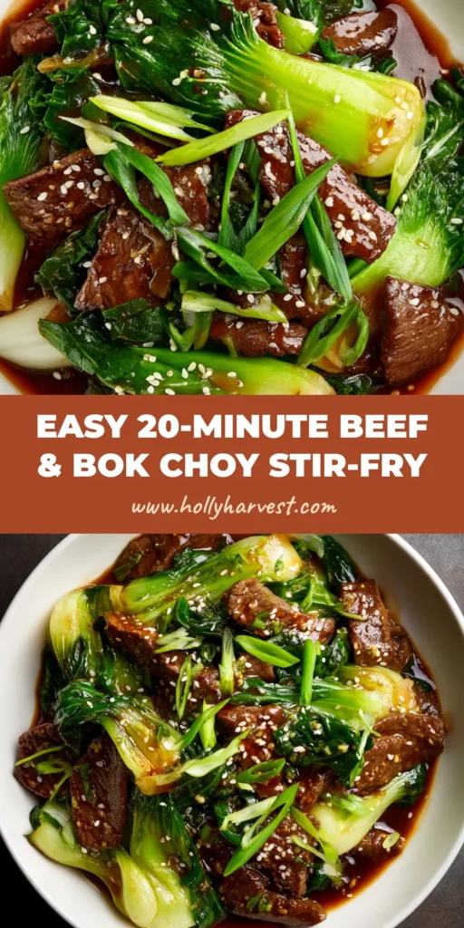 Beef and Bok Choy Stir-Fry: A 20-Minute Recipe 4 A vibrant and savory Beef and Bok Choy Stir-Fry in a white bowl with chopsticks. The perfect quick and easy weeknight dinner recipe.