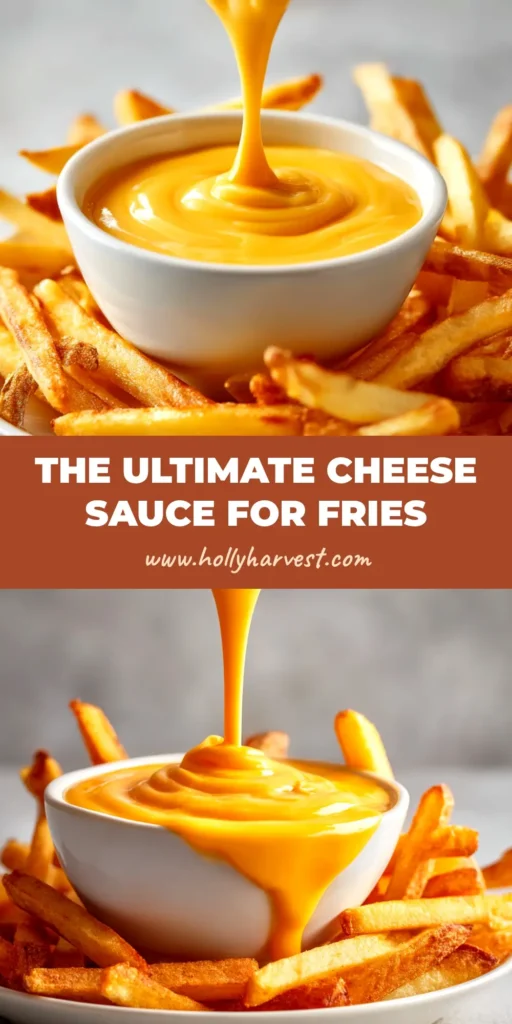 Cheese Sauce for Fries: The Ultimate 5-Minute Recipe 3 A small white bowl filled with the ultimate cheese sauce for fries, with some french fries dipped into it, showcasing its creamy texture.
